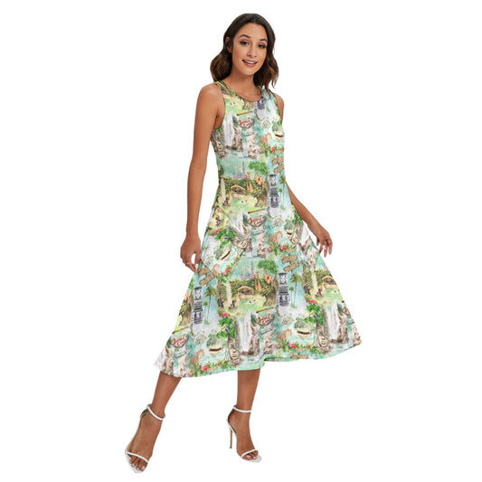 Jungle River Cruise - Women’s Diagonal Pocket Midi Dress