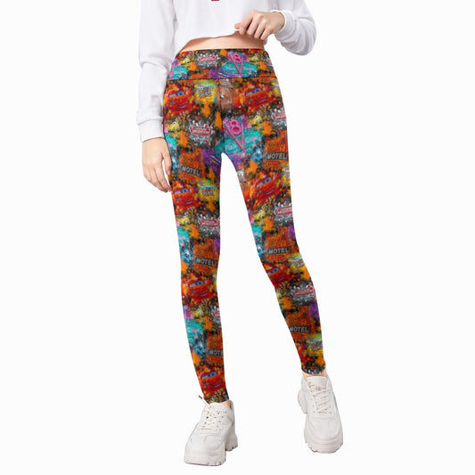 Watercolor Racing Adventure - Kid's Leggings