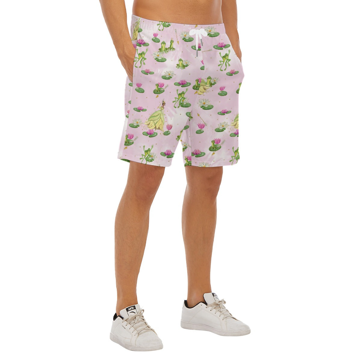 Watercolor Bayou Princess & FrogFrog - Men’s Pocket Beach Shorts
