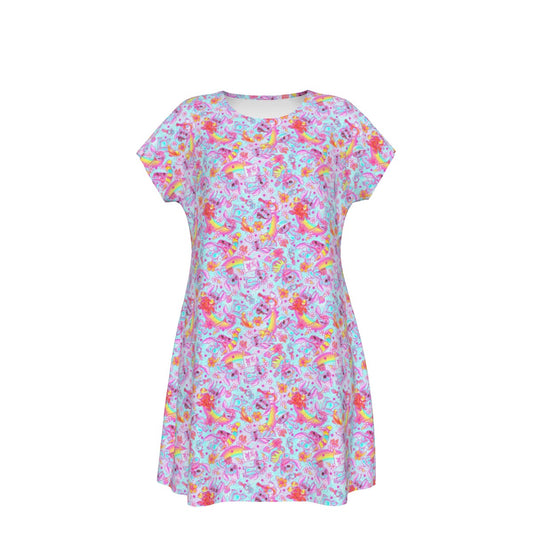 Neon Rainbow Mischief - Women's T-Shirt Dress