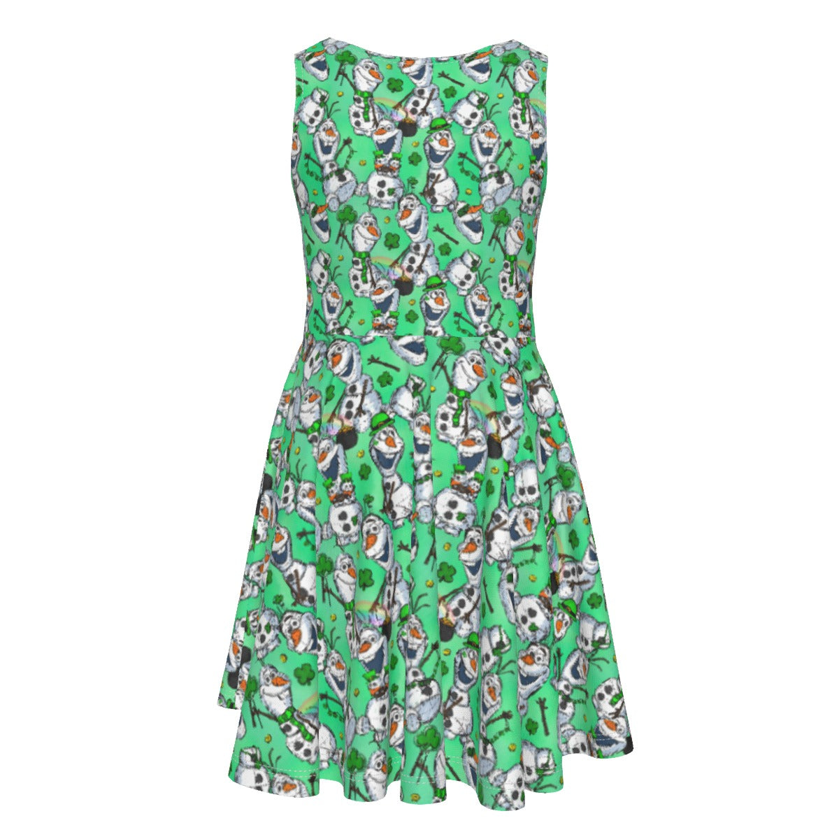 Sketched Snowman St. Patrick’s Day - Kid's Sleeveless Skater Dress