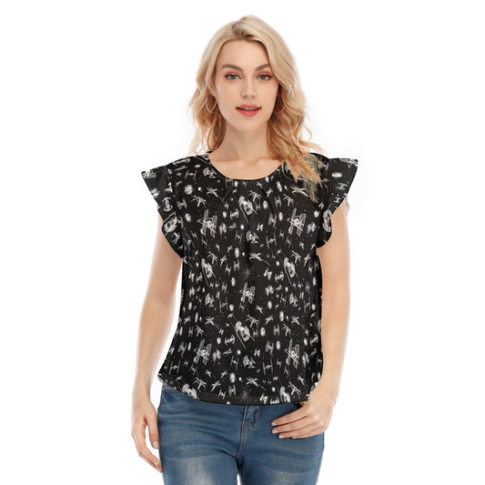 Epic Space Battle Ships - Women’s Flutter Sleeve Top
