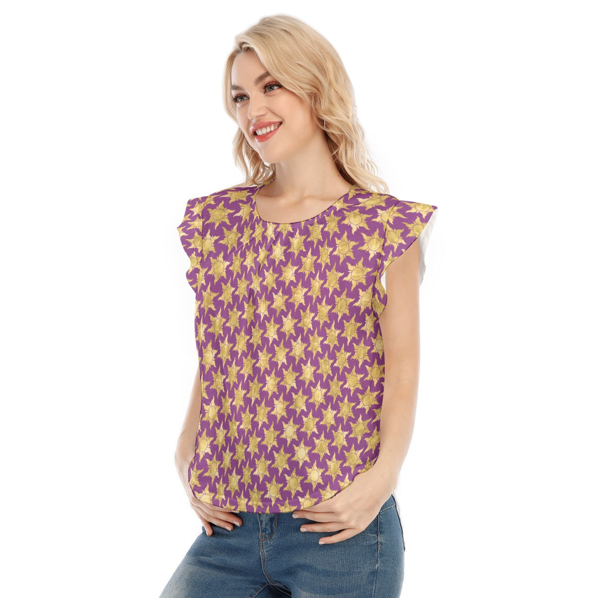 Golden Sun Symbols - Women’s Flutter Sleeve Top