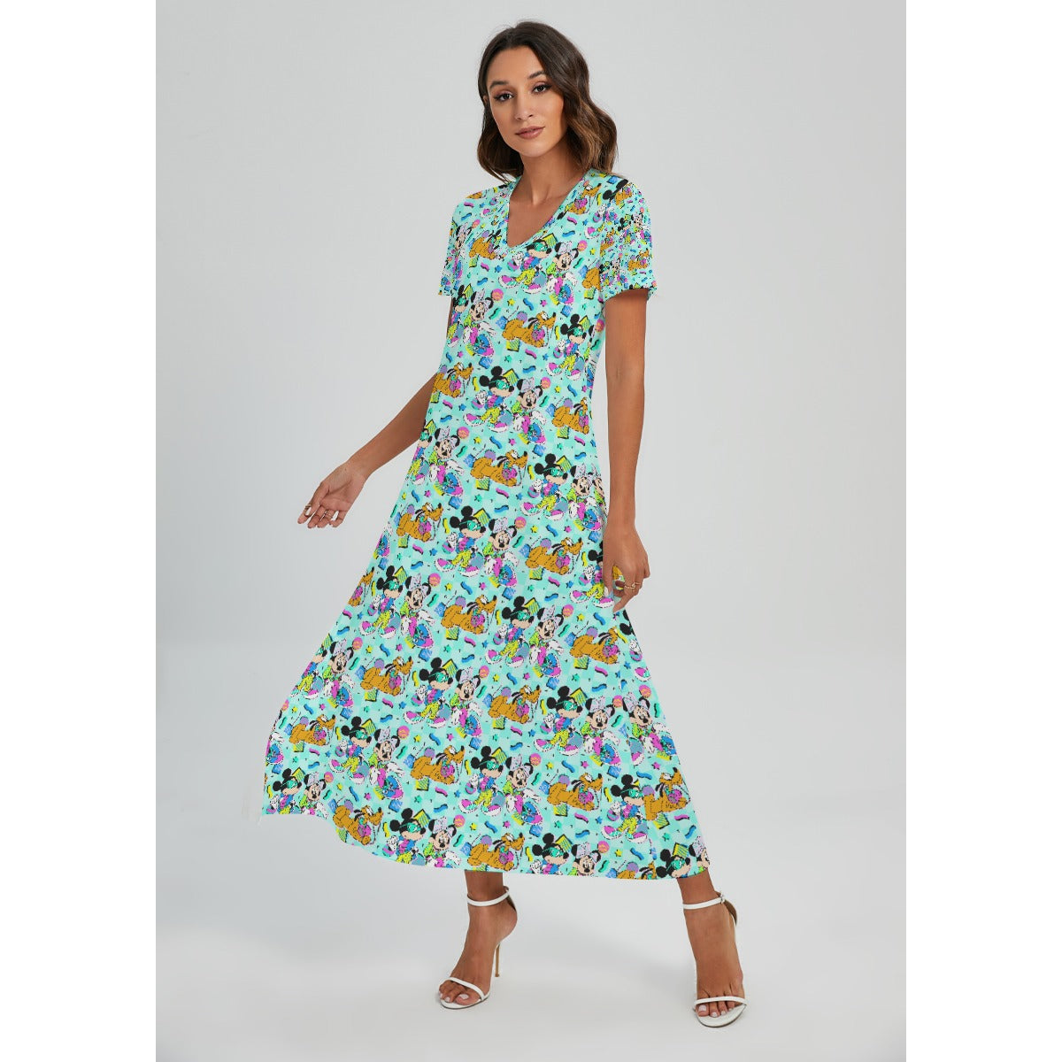 80s Pop Party Pals - Women's V-Neck Side Split Maxi Dress
