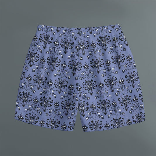 Spooky Mansion Wallpaper - Women's Plush Fleece Lounge Shorts