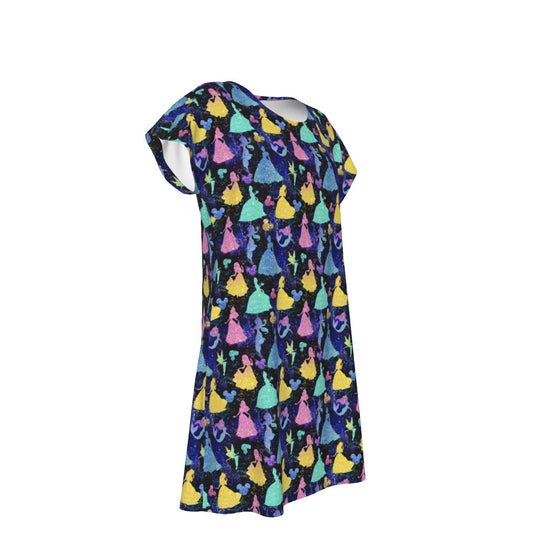 Princess Glitter Silhouettes - Women's T-Shirt Dress