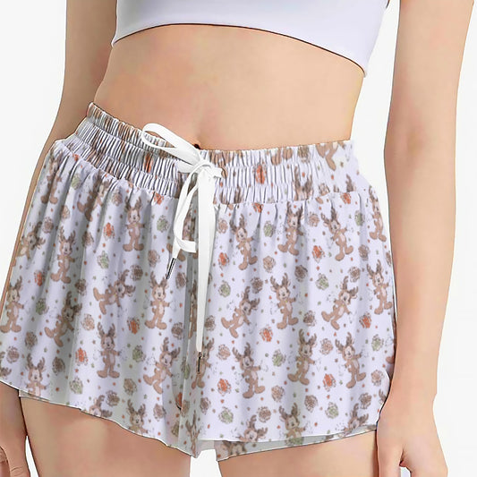 Reindeer Onesie Cheer - Women's Flowy Pocket Shorts