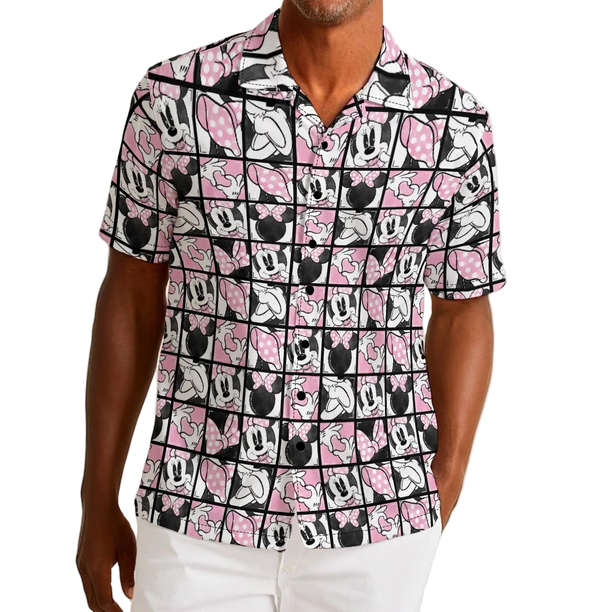 Mouse Bow Block Party - Men’s Cotton-Rich Button Up Shirt