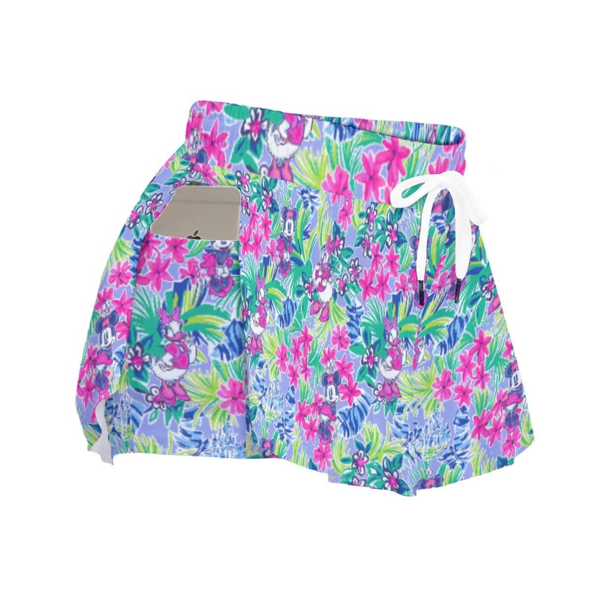 Bright Tropical Bliss - Island Mouse Duo - Women's Flowy Pocket Shorts