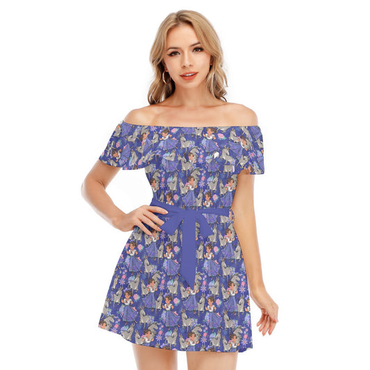 Whimsical Strong Heroine - Women's Off-shoulder Ruffle Dress