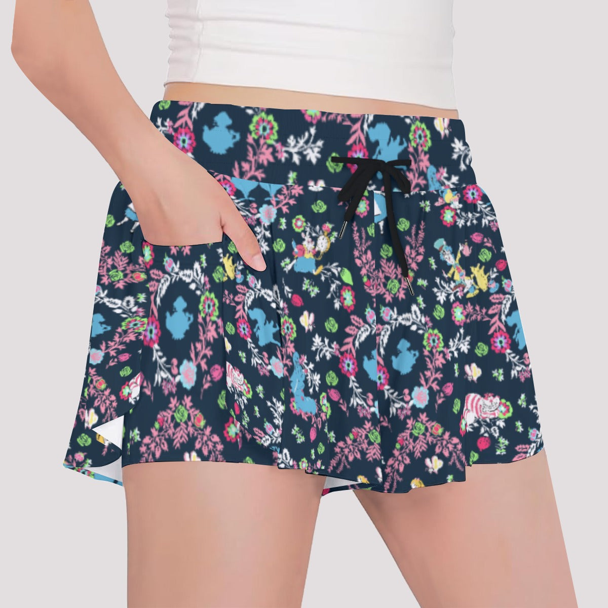 Garden Whimsy - Wonderland Dreams - Girls’ Flowy Pocket Shorts