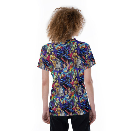 Galaxy Saga - Women's Short Sleeve V-Neck T-Shirt