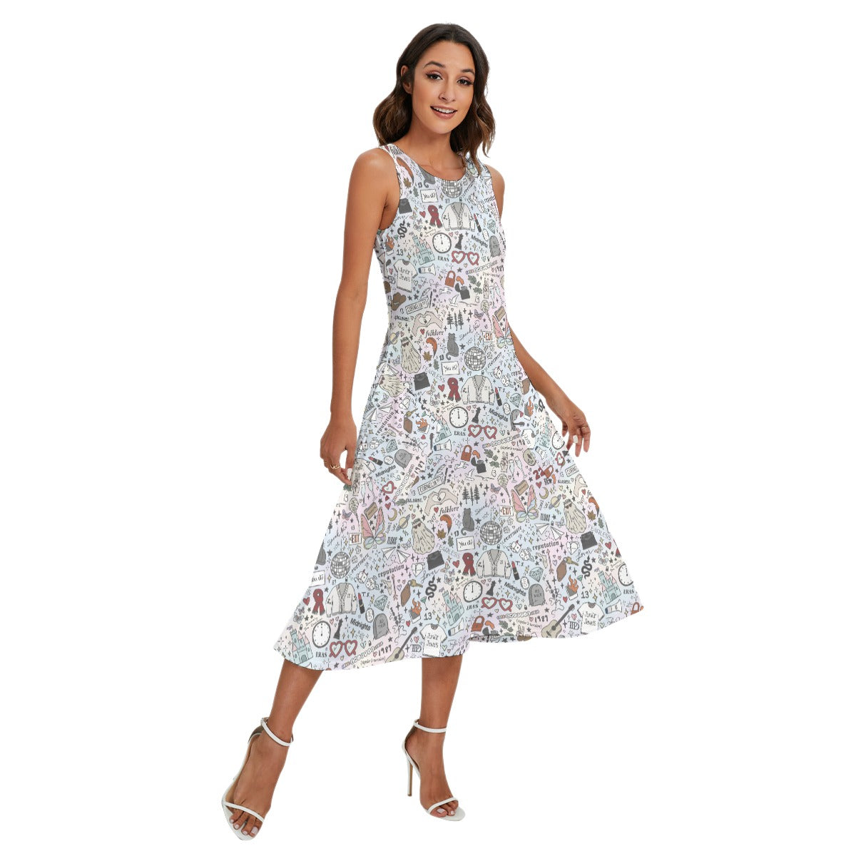 Every Era Collage - Women’s Diagonal Pocket Midi Dress