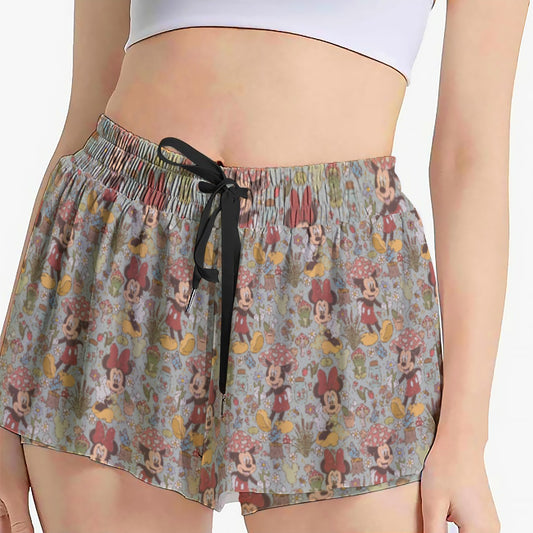 Woodland Frolics Cottagecorennie - Women's Flowy Pocket Shorts