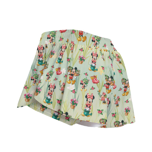 Garden Mouse Helpers at Work - Women's Flowy Pocket Shorts