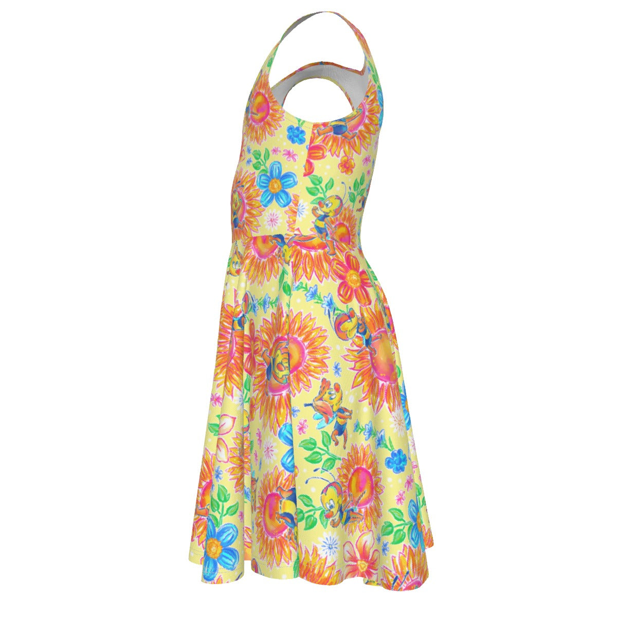 Buzzing Garden Buddy - Kid's Sleeveless Skater Dress