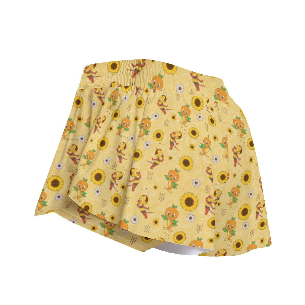 Cheerful Bee & Citrus Bird - Women's Flowy Pocket Shorts