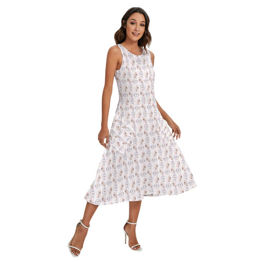 Sweet Springtime Minnie & Daisy - Women’s Diagonal Pocket Midi Dress