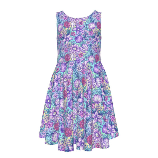 Fairytale Florals - Little Mermaid Inspired - Kid's Sleeveless Skater Dress