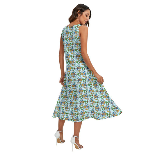 Duck’s Holiday Lights Tangleghts - Women’s Diagonal Pocket Midi Dress