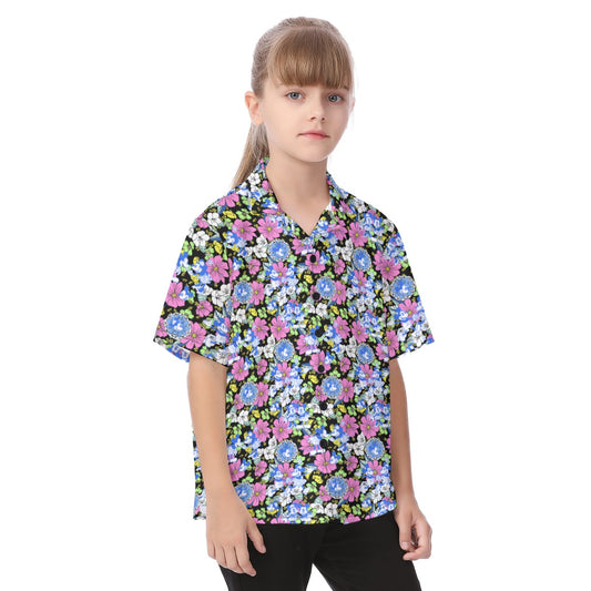 Garden Whimsy - Retro Mickey & Minnie - Kid's Hawaiian Button Up Shirt