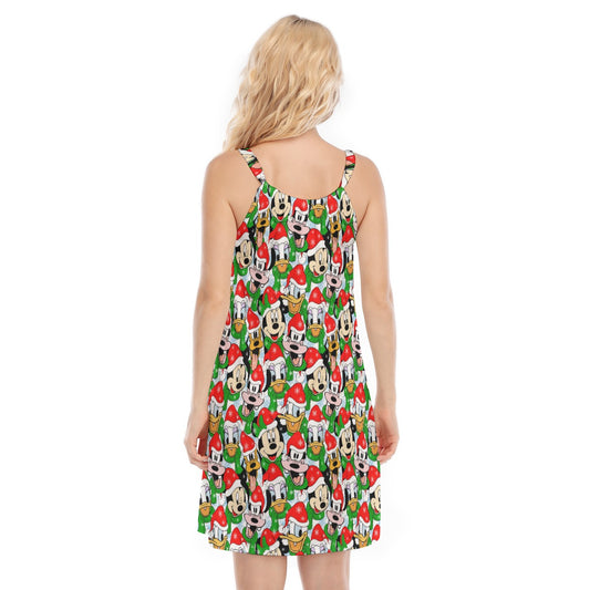Mouse Friends in Santa Hats - Women’s Adjustable Sundress