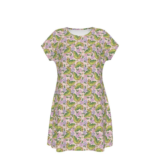 Cheerful Caterpillar Garden - Women's T-Shirt Dress