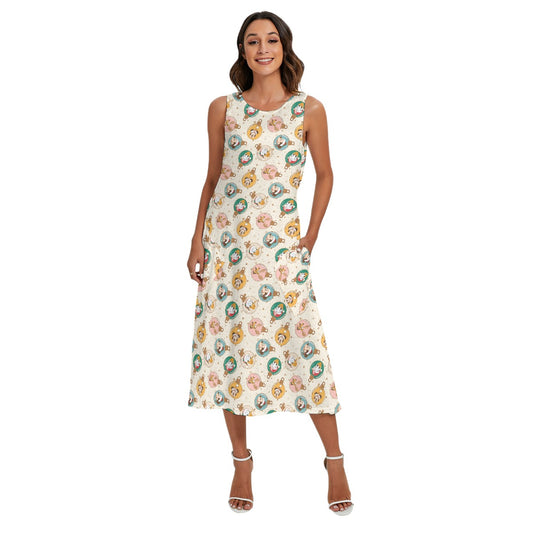 Golden Holiday Baubles - Women’s Diagonal Pocket Midi Dress