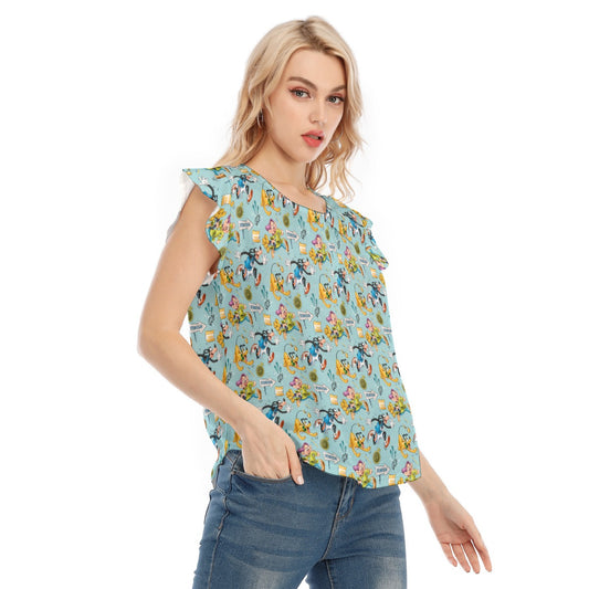 Cheerful Race Day Dashers - Women’s Flutter Sleeve Top