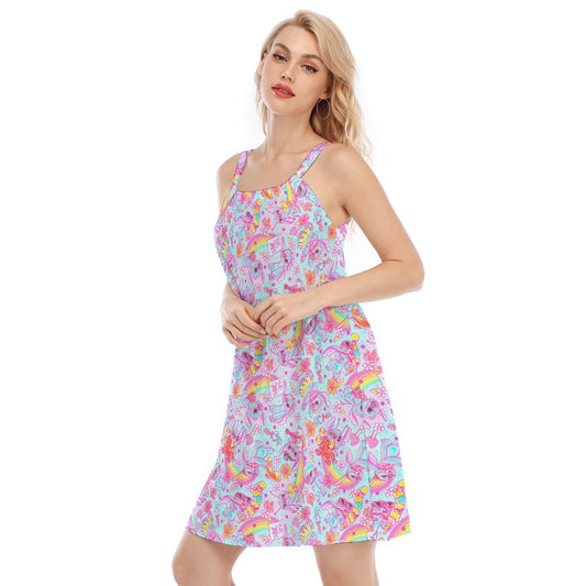 Neon Rainbow Mischief - Women’s Adjustable Sundress