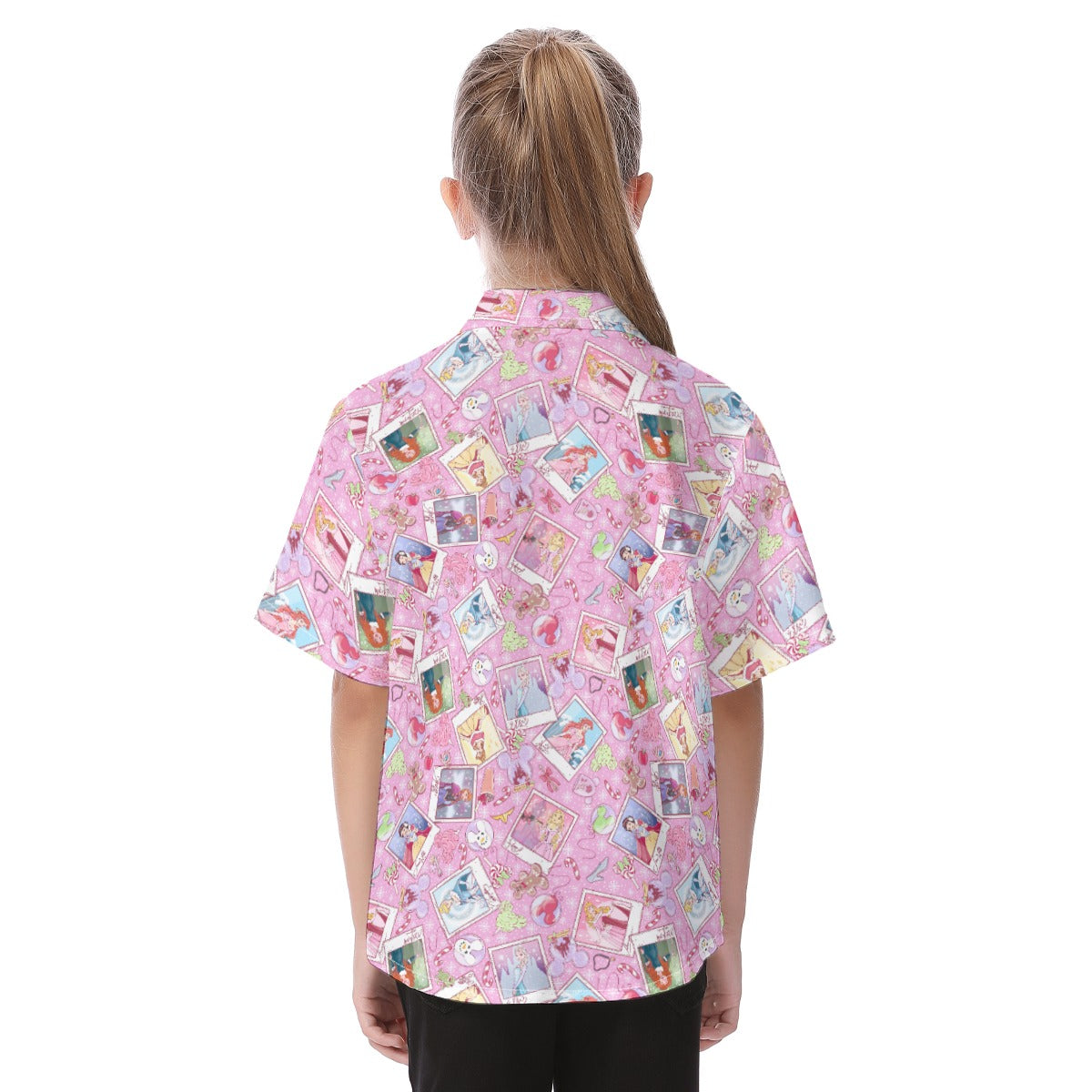 Holiday Winter Princess Christmas Snapshots - Kid's Hawaiian Button Up Shirt