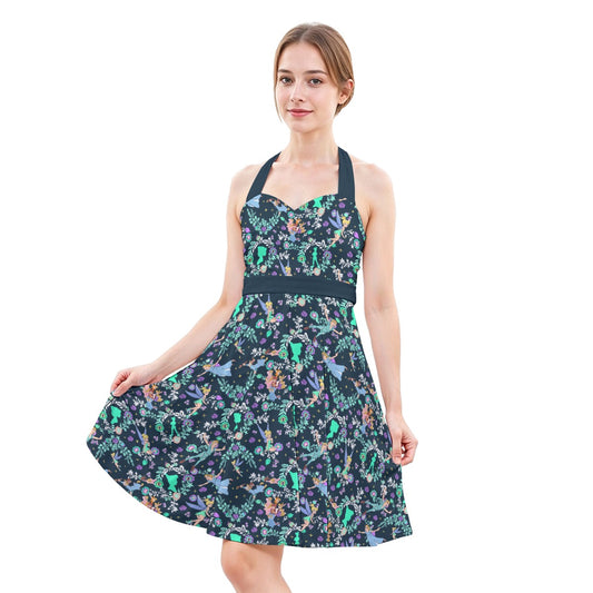 Garden Whimsy - Neverland Flight - Women's Halter Vintage Pocket Dress