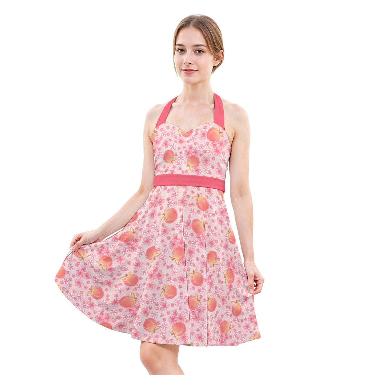 Summer Fruits - Peaches - Women's Halter Vintage Pocket Dress