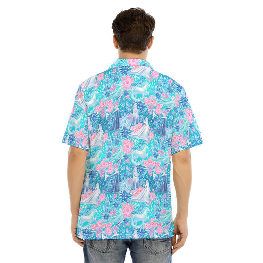 Ice Queen Frosted Florals - Men's Hawaiian Button Up Shirt