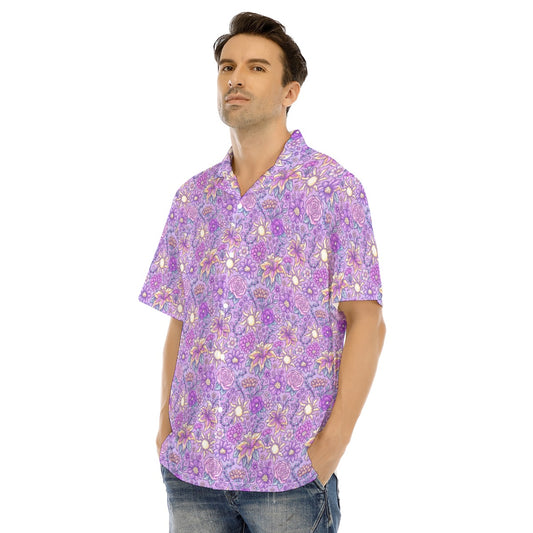 Fairytale Florals - Rapunzel Inspired - Men's Hawaiian Button Up Shirt