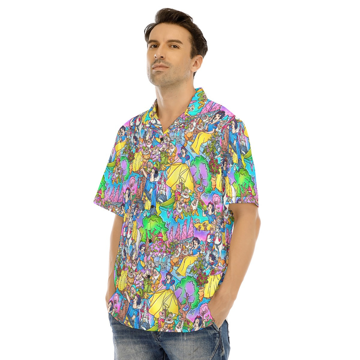 Fairest Princess Storybook Scenes - Men's Hawaiian Button Up Shirt