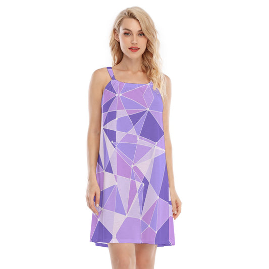 Geometric Purple Wall - Women’s Adjustable Sundress