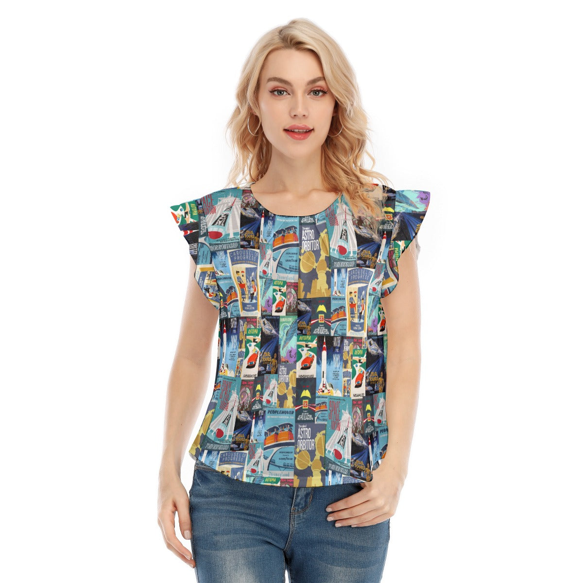 Vintage Tomorrow Ride Posters - Women’s Flutter Sleeve Top