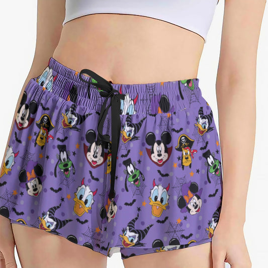 Halloween Friends in Costumeeads - Women's Flowy Pocket Shorts
