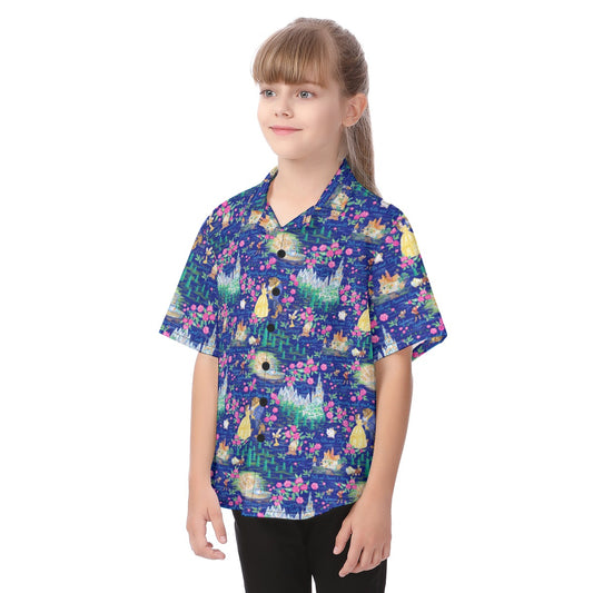 Belle’s Enchanted Forest - Kid's Hawaiian Button Up Shirt