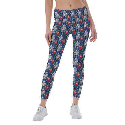 Little Blue Christmas Droid - Women's Yoga Leggings