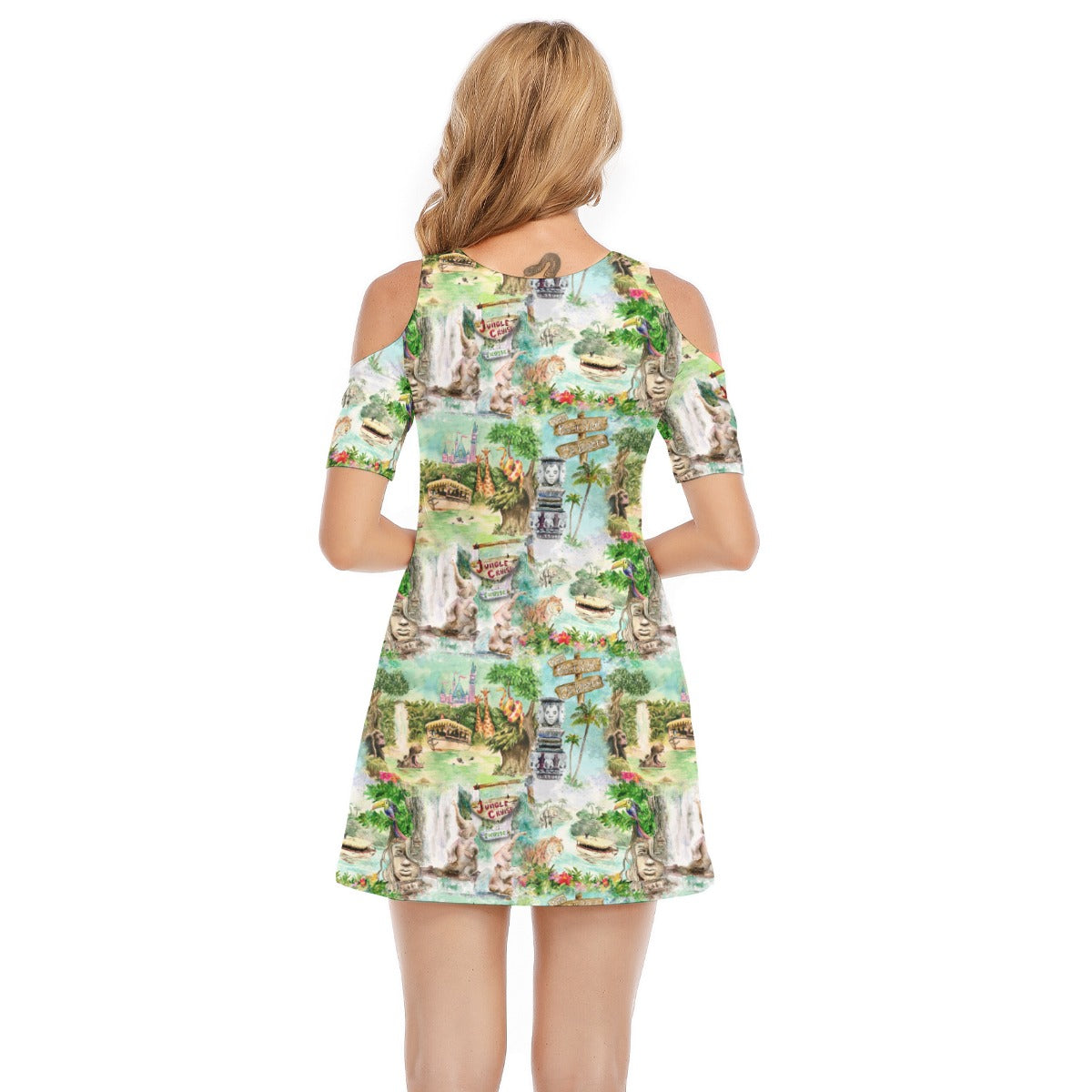 Jungle River Cruise - Women's Cold Shoulder Cotton Dress
