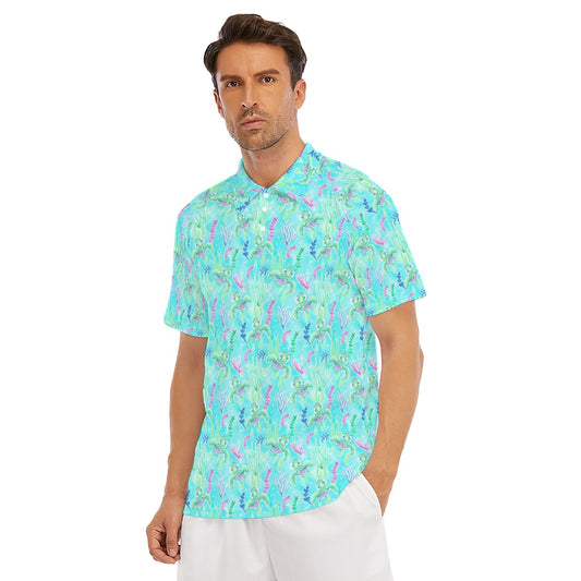 Neon Floral Baby Turtle - Men's Polo Shirt