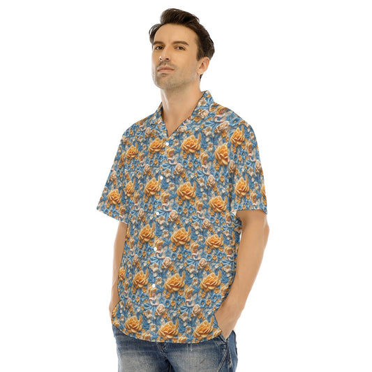 Regal Embroidered Cinderella - Men's Hawaiian Button Up Shirt
