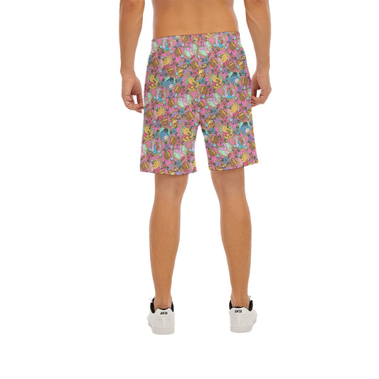 Tattoo Hearts Woodland Friends - Men’s Pocket Beach Shorts