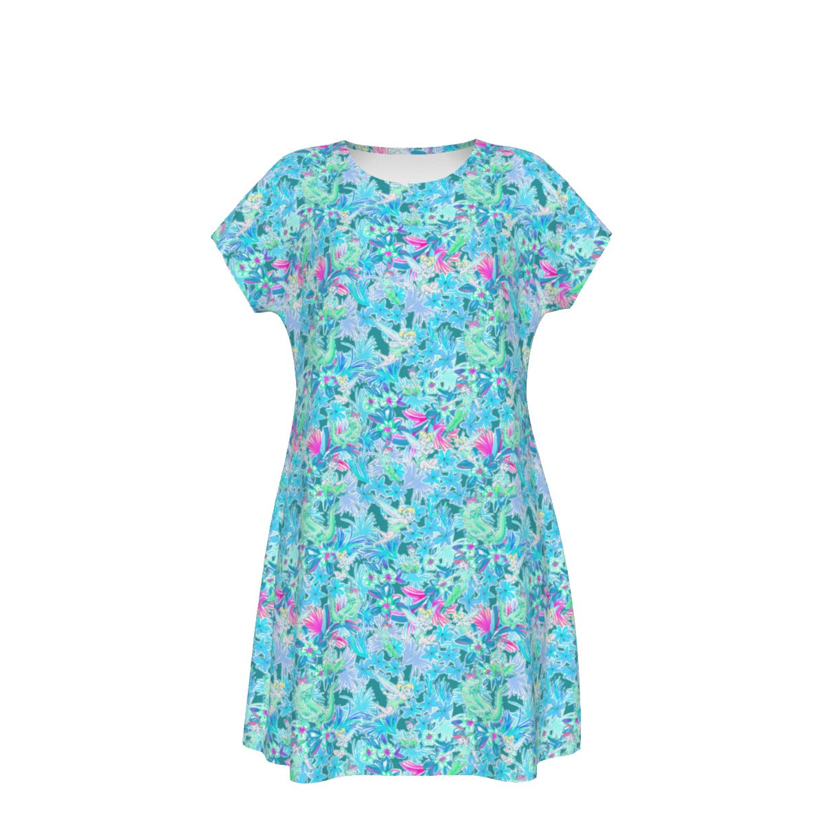 Bright Floral Flight - Neverland Adventure - Women's T-Shirt Dress