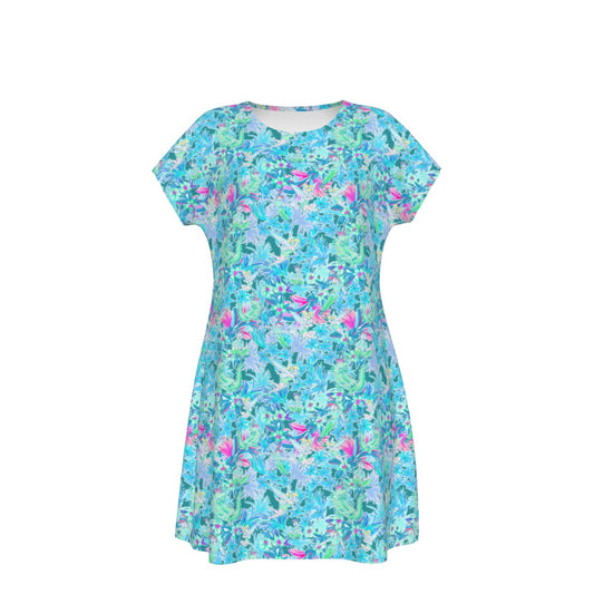 Bright Floral Flight - Neverland Adventure - Women's T-Shirt Dress