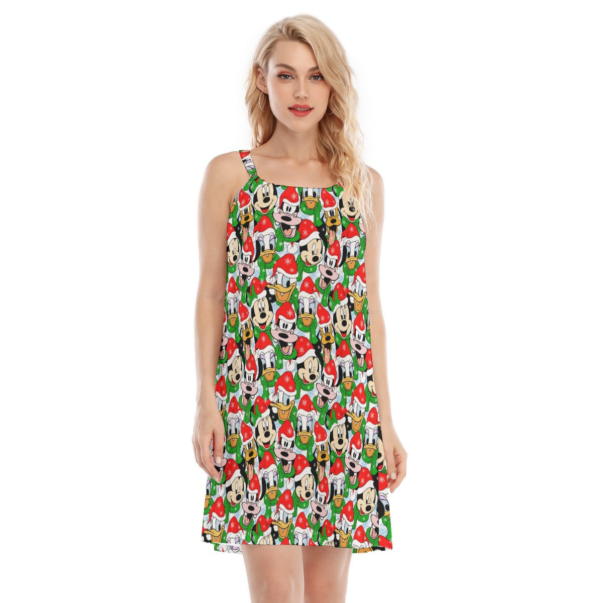 Mouse Friends in Santa Hats - Women’s Adjustable Sundress