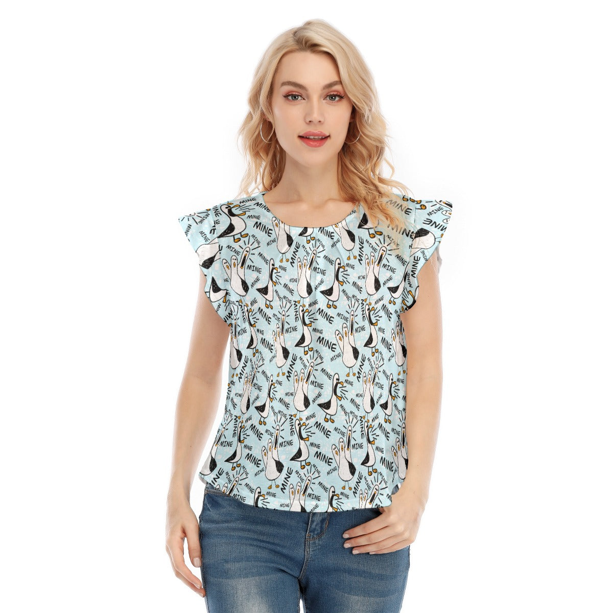 Mine Mine Mine Seagulls - Women’s Flutter Sleeve Top