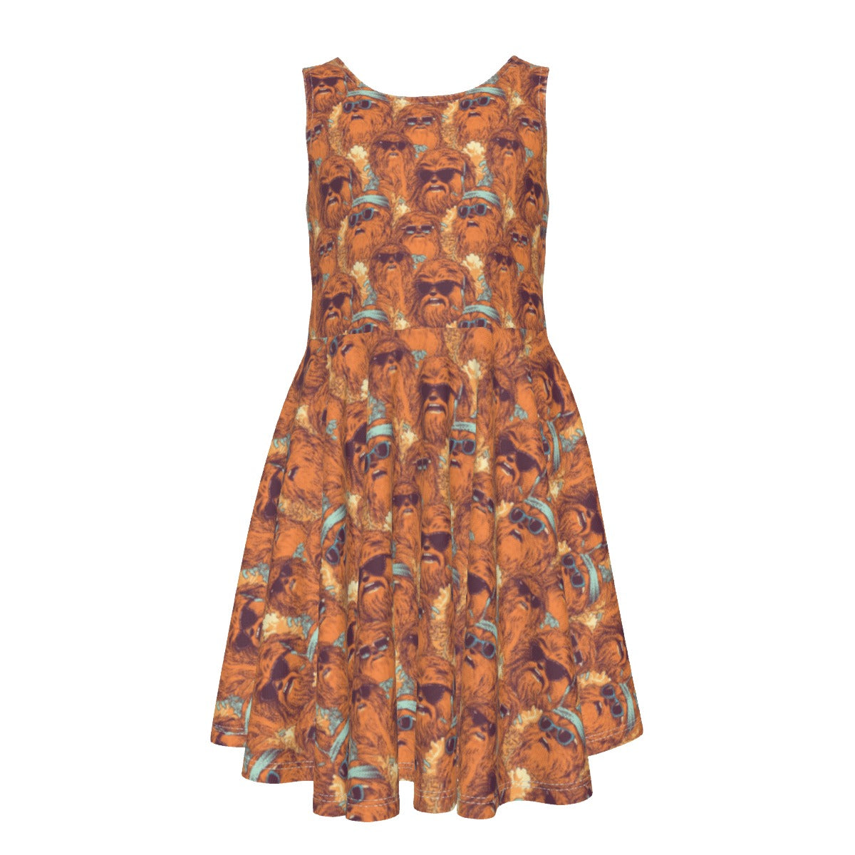 Retro Furry Friend Summer Vibes - Kid's Sleeveless Skater Dress